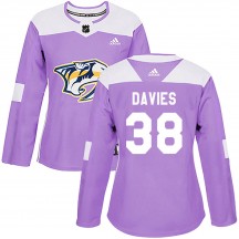 Women's Adidas Nashville Predators Jeremy Davies Purple Fights Cancer Practice Jersey - Authentic