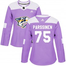 Women's Adidas Nashville Predators Juuso Parssinen Purple Fights Cancer Practice Jersey - Authentic