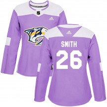 Women's Adidas Nashville Predators Cole Smith Purple ized Fights Cancer Practice Jersey - Authentic