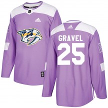 Men's Adidas Nashville Predators Kevin Gravel Purple Fights Cancer Practice Jersey - Authentic