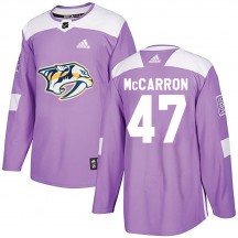 Men's Adidas Nashville Predators Michael McCarron Purple Fights Cancer Practice Jersey - Authentic