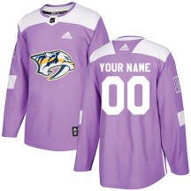 Youth Adidas Nashville Predators Custom Purple Custom Fights Cancer Practice Jersey - Authentic