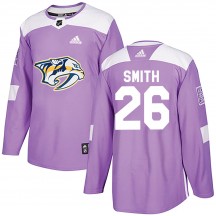 Youth Adidas Nashville Predators Cole Smith Purple ized Fights Cancer Practice Jersey - Authentic