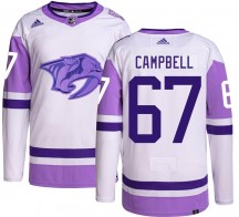 Youth Adidas Nashville Predators Alexander Campbell Hockey Fights Cancer Jersey - Authentic