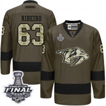 Men's Adidas Nashville Predators Mike Ribeiro Green Salute to Service 2017 Stanley Cup Final Jersey - Authentic