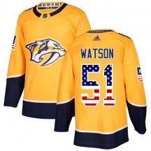 Men's Adidas Nashville Predators Austin Watson Gold USA Flag Fashion Jersey - Authentic