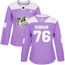 Women's Adidas Nashville Predators P.K. Subban Purple Fights Cancer Practice Jersey - Authentic