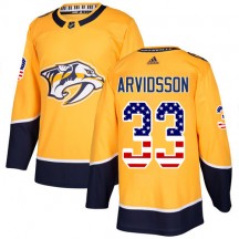 Youth Adidas Nashville Predators Viktor Arvidsson Gold USA Flag Fashion Jersey - Authentic