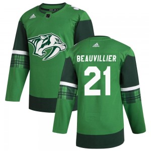 Youth Adidas Nashville Predators Anthony Beauvillier Green 2020 St. Patrick's Day Jersey - Authentic