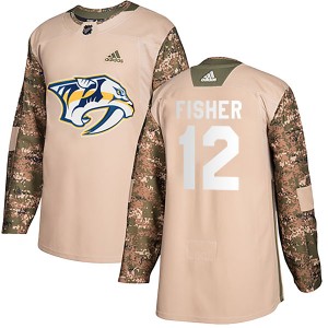 Youth Adidas Nashville Predators Mike Fisher Camo Veterans Day Practice Jersey - Authentic