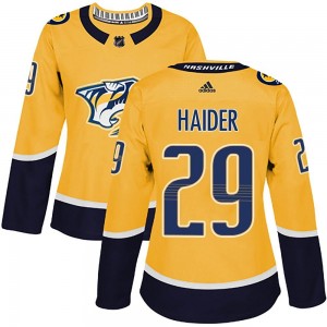 Women's Adidas Nashville Predators Ethan Haider Gold Home Jersey - Authentic