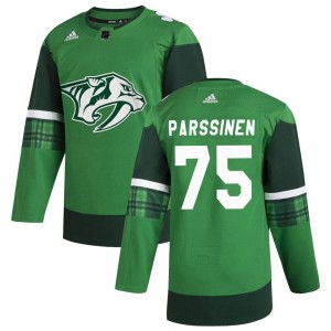 Men's Adidas Nashville Predators Juuso Parssinen Green 2020 St. Patrick's Day Jersey - Authentic
