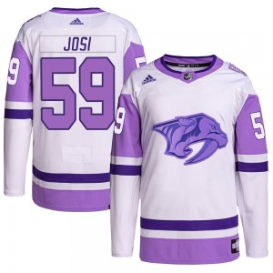 Men's Adidas Nashville Predators Roman Josi White/Purple Hockey Fights Cancer Primegreen Jersey - Authentic