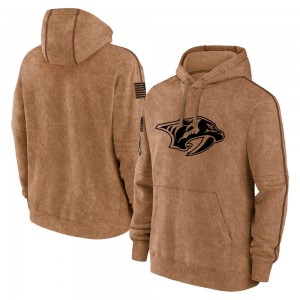 Youth Nashville Predators Brown 2023 Salute to Service Club Pullover Hoodie -