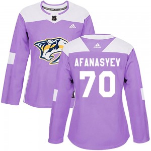 Women's Adidas Nashville Predators Egor Afanasyev Purple Fights Cancer Practice Jersey - Authentic