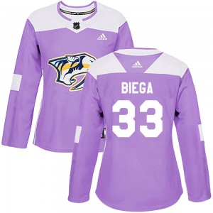 Women's Adidas Nashville Predators Alex Biega Purple Fights Cancer Practice Jersey - Authentic
