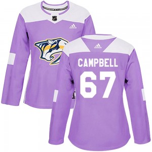 Women's Adidas Nashville Predators Alexander Campbell Purple Fights Cancer Practice Jersey - Authentic