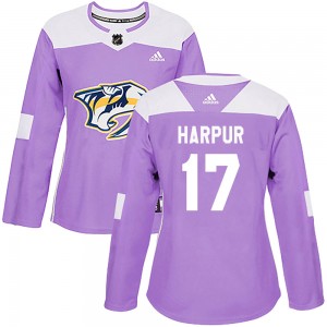 Women's Adidas Nashville Predators Ben Harpur Purple Fights Cancer Practice Jersey - Authentic