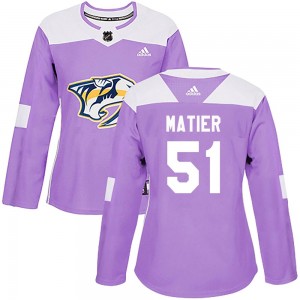 Women's Adidas Nashville Predators Jack Matier Purple Fights Cancer Practice Jersey - Authentic