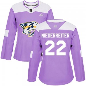 Women's Adidas Nashville Predators Nino Niederreiter Purple Fights Cancer Practice Jersey - Authentic