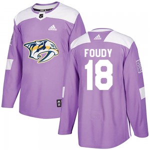 Men's Adidas Nashville Predators Liam Foudy Purple Fights Cancer Practice Jersey - Authentic