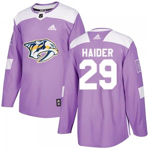 Men's Adidas Nashville Predators Ethan Haider Purple Fights Cancer Practice Jersey - Authentic