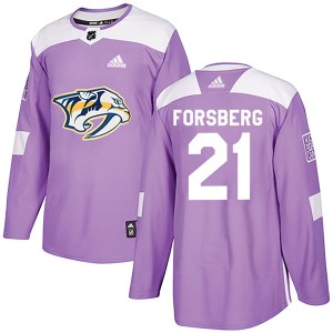 Youth Adidas Nashville Predators Peter Forsberg Purple Fights Cancer Practice Jersey - Authentic