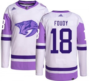 Youth Adidas Nashville Predators Liam Foudy Hockey Fights Cancer Jersey - Authentic