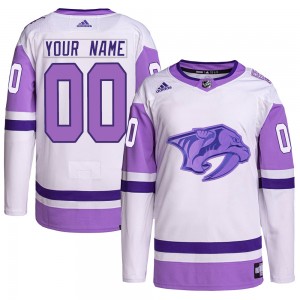 Youth Adidas Nashville Predators Custom White/Purple Custom Hockey Fights Cancer Primegreen Jersey - Authentic