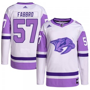 Youth Adidas Nashville Predators Dante Fabbro White/Purple Hockey Fights Cancer Primegreen Jersey - Authentic