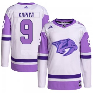 Youth Adidas Nashville Predators Paul Kariya White/Purple Hockey Fights Cancer Primegreen Jersey - Authentic