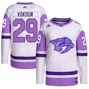 Youth Adidas Nashville Predators Tomas Vokoun White/Purple Hockey Fights Cancer Primegreen Jersey - Authentic