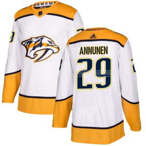 Men's Adidas Nashville Predators Justus Annunen White Away Jersey - Authentic