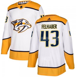 Men's Adidas Nashville Predators Tye Felhaber White Away Jersey - Authentic