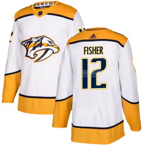 Men's Adidas Nashville Predators Mike Fisher White Away Jersey - Authentic
