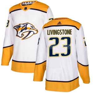 Men's Adidas Nashville Predators Jake Livingstone White Away Jersey - Authentic