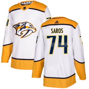 Men's Adidas Nashville Predators Juuse Saros White Away Jersey - Authentic