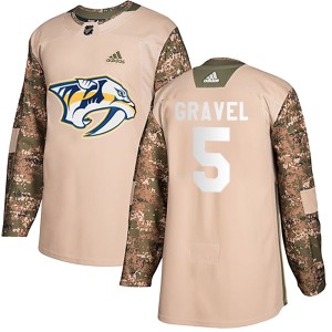 Youth Adidas Nashville Predators Kevin Gravel Camo Veterans Day Practice Jersey - Authentic