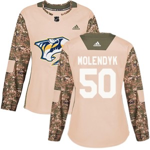 Women's Adidas Nashville Predators Tanner Molendyk Camo Veterans Day Practice Jersey - Authentic