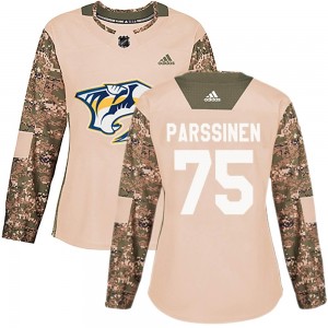 Women's Adidas Nashville Predators Juuso Parssinen Camo Veterans Day Practice Jersey - Authentic