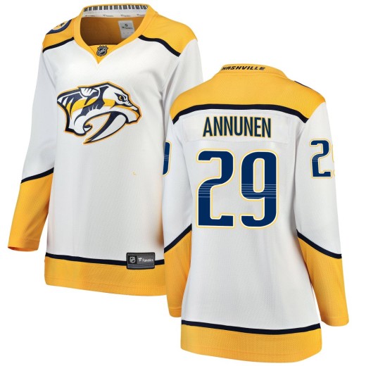 Women's Fanatics Branded Nashville Predators Justus Annunen White Away Jersey - Breakaway