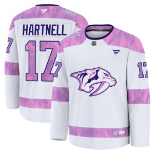 Men's Fanatics Nashville Predators Scott Hartnell White 2024 Hockey Fights Cancer Practice Jersey - Premium