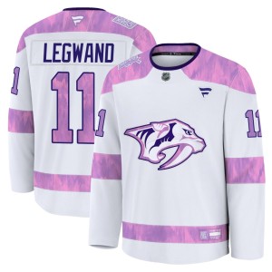 Men's Fanatics Nashville Predators David Legwand White 2024 Hockey Fights Cancer Practice Jersey - Premium