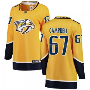 Women's Fanatics Branded Nashville Predators Alexander Campbell Yellow Home Jersey - Breakaway