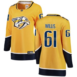 Women's Fanatics Branded Nashville Predators Joey Willis Yellow Home Jersey - Breakaway