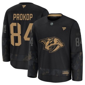 Youth Fanatics Nashville Predators Luke Prokop Black 2024 Military Appreciation Practice Jersey - Premium