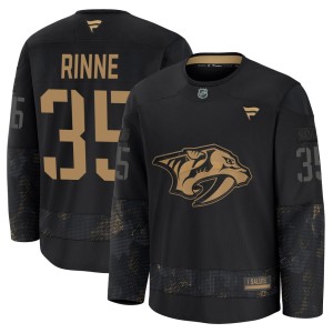 Youth Fanatics Nashville Predators Pekka Rinne Black 2024 Military Appreciation Practice Jersey - Premium