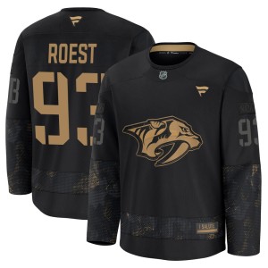 Youth Fanatics Nashville Predators Austin Roest Black 2024 Military Appreciation Practice Jersey - Premium