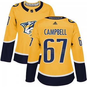 Women's Adidas Nashville Predators Alexander Campbell Gold Home Jersey - Authentic