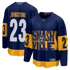 Youth Fanatics Branded Nashville Predators Jake Livingstone Navy 2022 Stadium Series Jersey - Breakaway